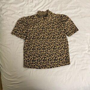 Zara Animal Print Short Sleeve Top